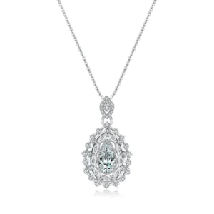 Ornate Pear Zircon 925 Sterling Silver Necklace